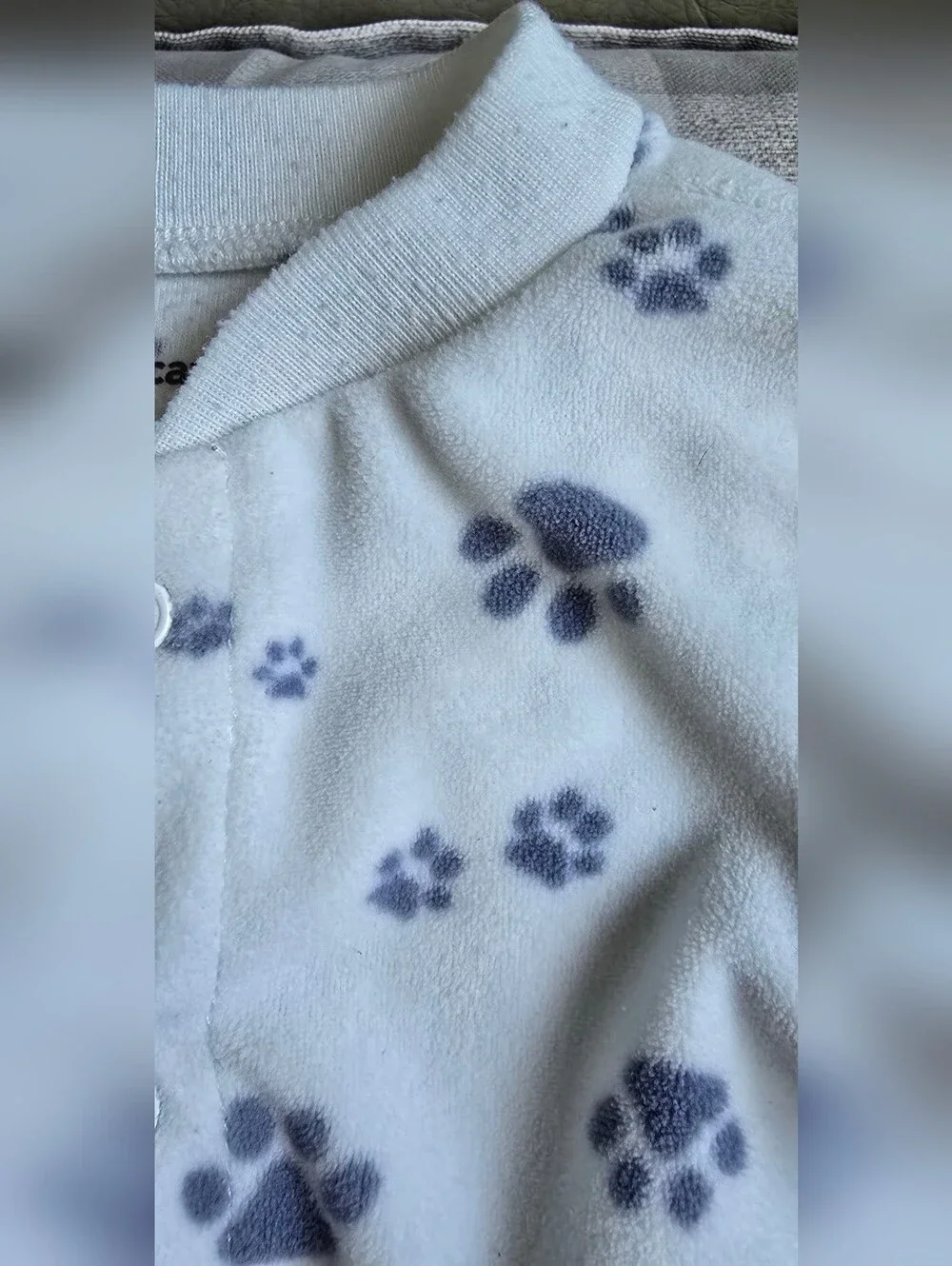 White and Blue Footed Pajamas w/ Paw Prints Carter's